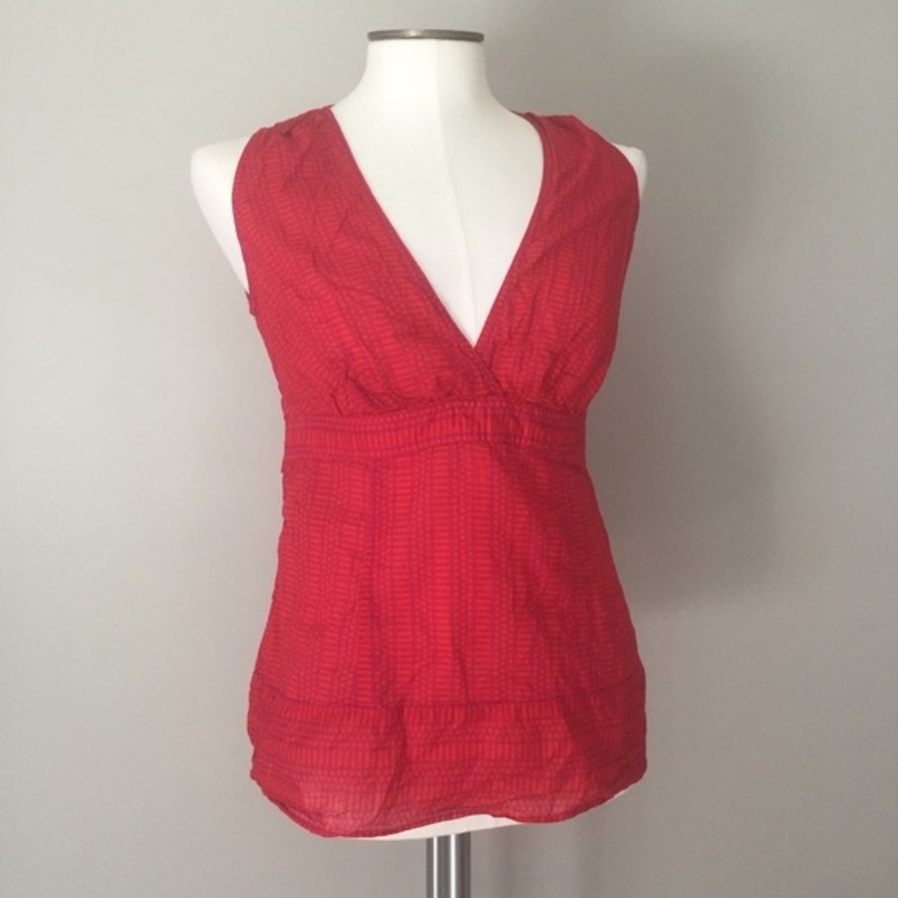 Tory Burch Tie Back Red Geometric Print Tank